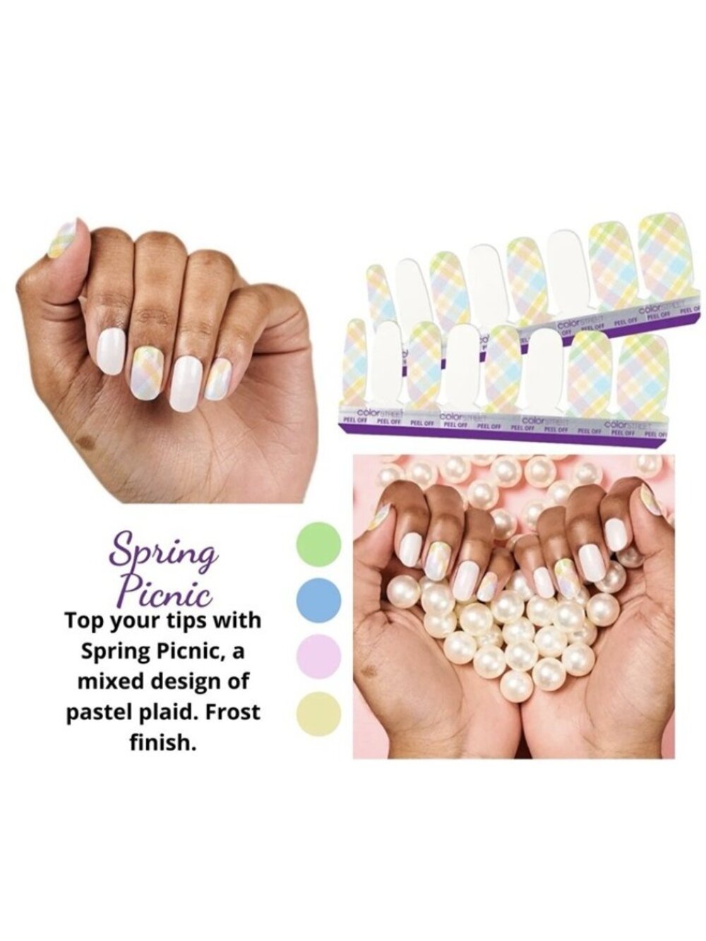 Color Street 100% Real Nail Polish Strips, Retired Rare - Spring Picnic, New
